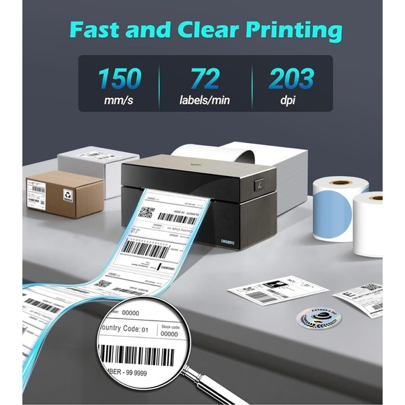 Bluetooth Thermal Label Printer, Orgbro Z1-Plus 4x6 Shipping Label Printer-NEW - Picture 6 of 10